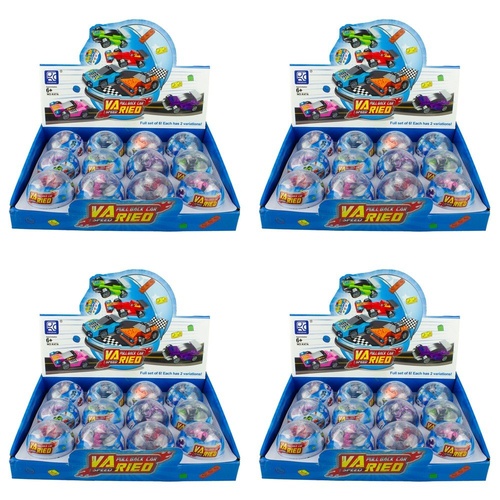Novelty Gift Surprise Egg Pull Back Block Car Counter Display of 12 Bundle of 4