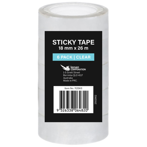 Packaging Tape 18mm x 26m 6 Pack Clear Strong Adhesive