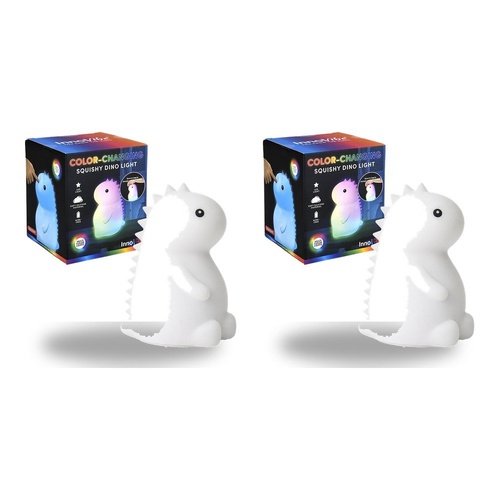 InnoVibe Colour-Changing Squishy Dinosaur Silicone Touch Lamp Pack of 2
