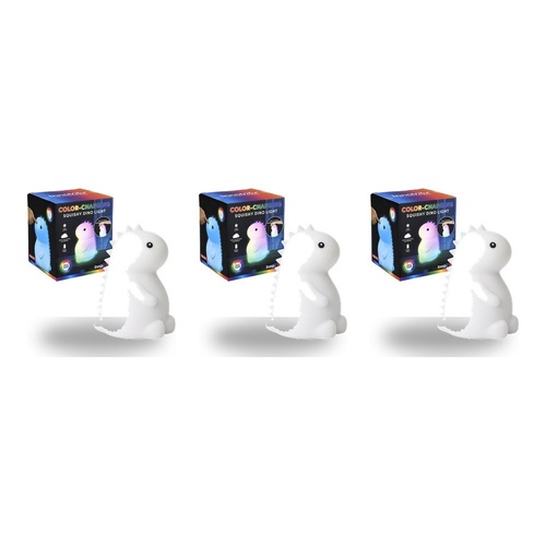 InnoVibe Colour-Changing Squishy Dinosaur Silicone Touch Lamp Pack of 3