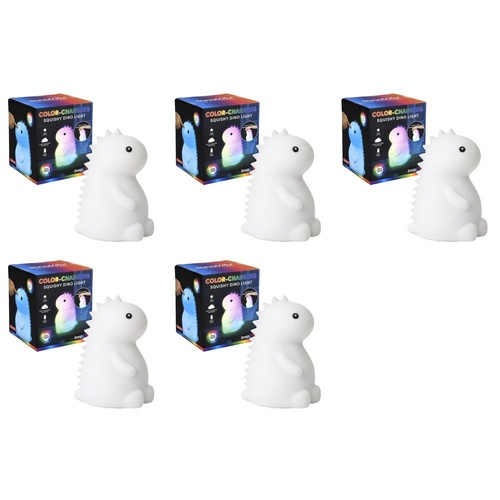 InnoVibe Colour-Changing Squishy Dinosaur Silicone Touch Lamp Pack of 5