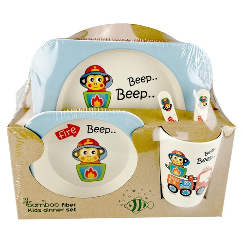Lenan Bamboo Feed Set Fire Engine 5 Piece