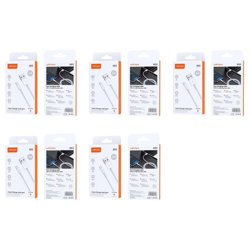USB-A to Lightning Fast Charging Cable 3A 1m White Pack of 5