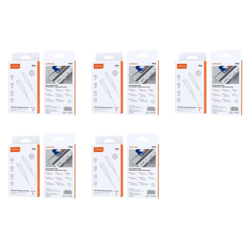 USB-C to Lightning Fast Charging Cable PD 20W 1m White Pack of 5