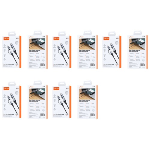 4 in 1 Multi Charging Cable USB-A and USB-C to USB-C and Lightning PD 60W 1.2m Black Pack of 5