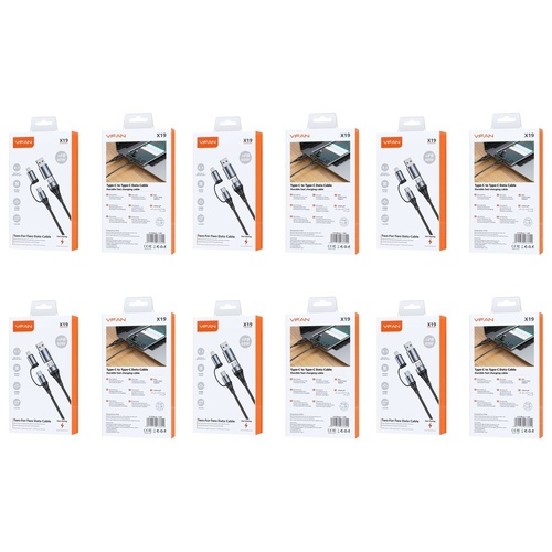4 in 1 Multi Charging Cable USB-A and USB-C to USB-C and Lightning PD 60W 1.2m Black Pack of 6