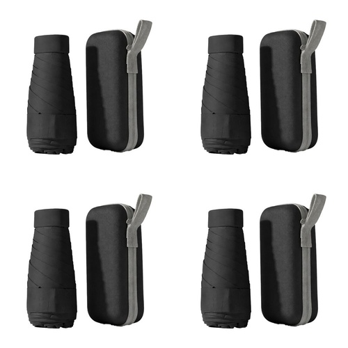 Mini Compact Umbrella with Zip Case Black Pack of 4