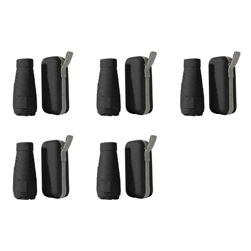 Mini Compact Umbrella with Zip Case Black Pack of 5