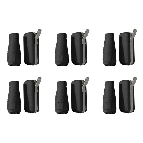 Mini Compact Umbrella with Zip Case Black Pack of 6