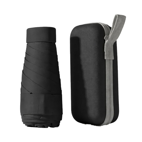 Mini Compact Umbrella with Zip Case Black