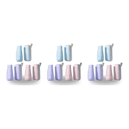Mini Compact Umbrella with Zip Case Assorted Colours - Random Colour Supplied Pack of 3