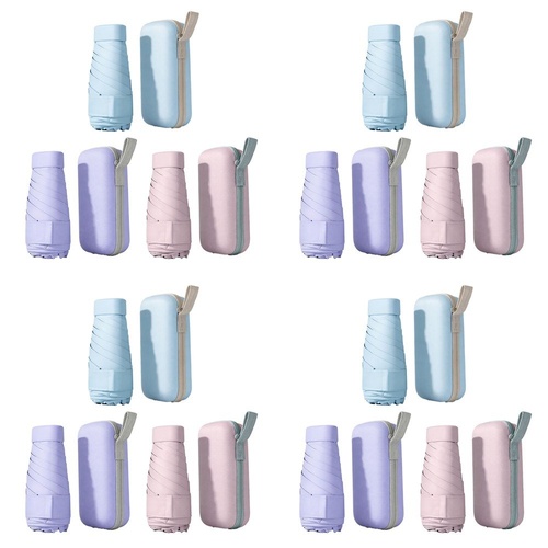 Mini Compact Umbrella with Zip Case Assorted Colours - Random Colour Supplied Pack of 4