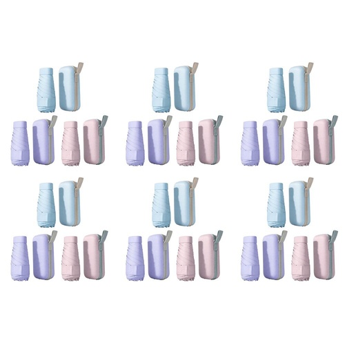 Mini Compact Umbrella with Zip Case Assorted Colours - Random Colour Supplied Pack of 6
