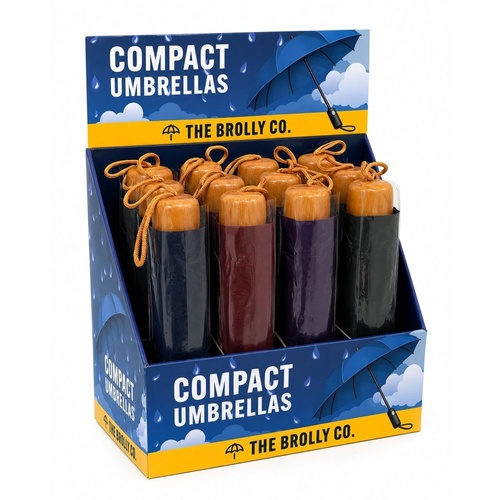 Compact Umbrellas Assorted Colours Counter Display of 12