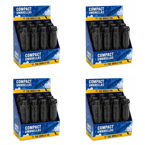 Compact Umbrellas Black Counter Display of 12 Bundle of 4