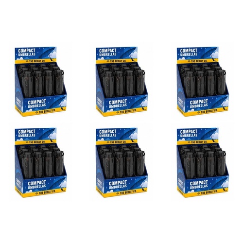 Compact Umbrellas Black Counter Display of 12 Bundle of 6
