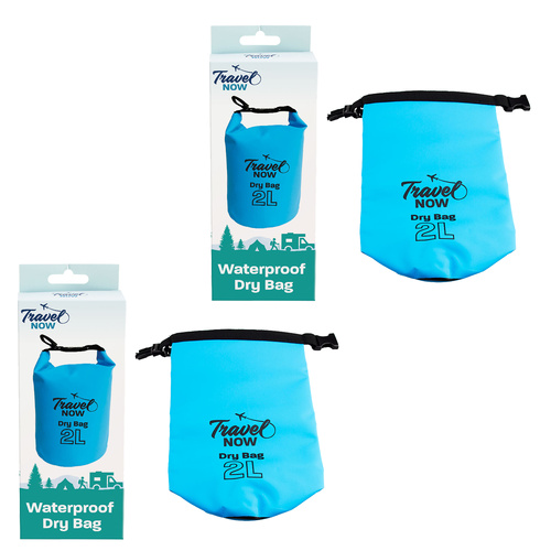 Travel Now 2L Waterproof Dry Bag 2 Pack Blue Lightweight Outdoor