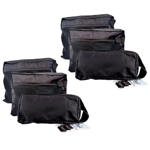 Travel Now 3 Piece Travel Pouch Set Black Toiletry Packing Bags Twin Pack