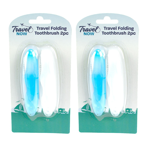 Travel Now Folding Toothbrush 2 Pack Compact Foldable Travel Toothbrush Set