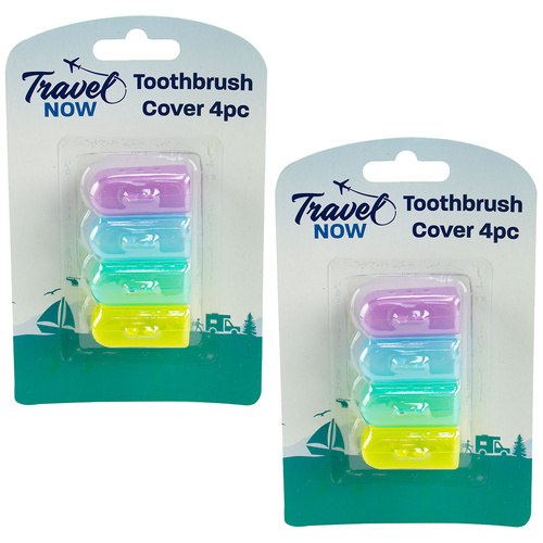 Travel Now Toothbrush Covers 4 Pack Assorted Colours Ventilated Pack of 2