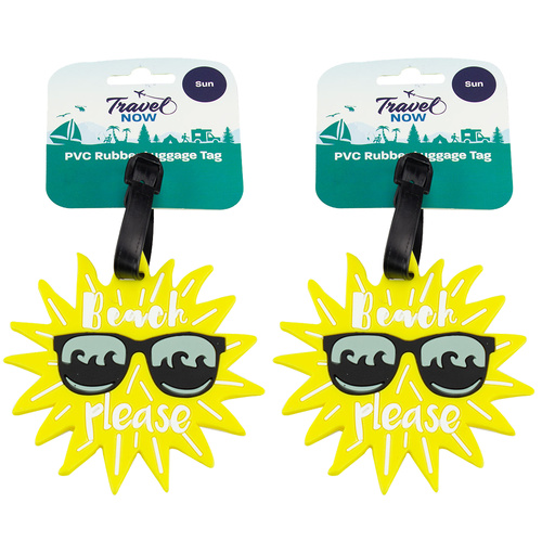 Travel Now Sun PVC Luggage Tag Beach Please Rubber Bag ID Tag x2