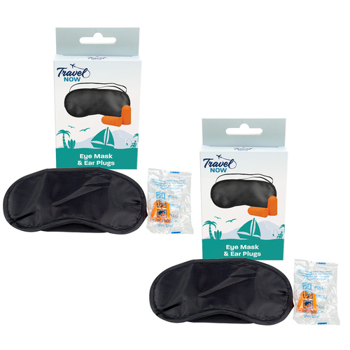 Travel Now Blackout Eye Mask and Noise Reducing Ear Plugs Set for Travel x2