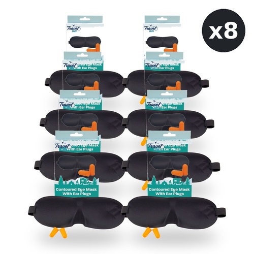 Travel Now Contoured Eye Mask & Ear Plugs Set 3D Sleep Mask for Travel Pack of 8