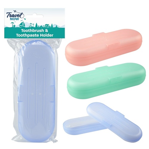 Travel Now Toothbrush & Toothpaste Holder Assorted Colours - Random Colour Supplied