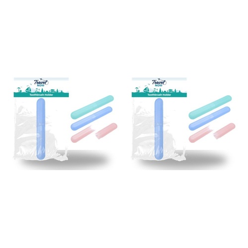 Travel Now Travel Toothbrush Holder Assorted Colours - Random Colour Supplied Pack of 2