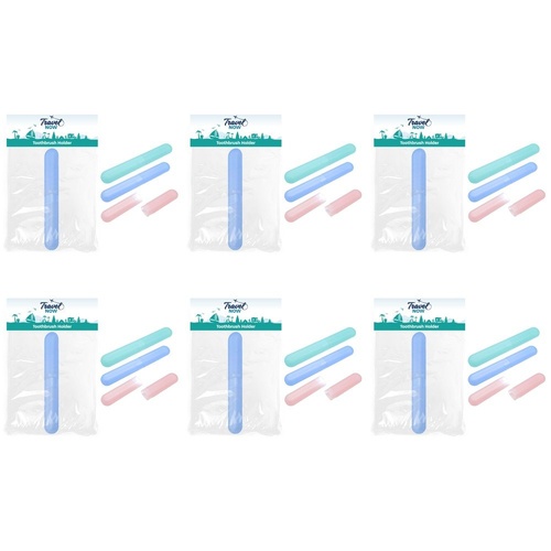 Travel Now Travel Toothbrush Holder Assorted Colours - Random Colour Supplied Pack of 6