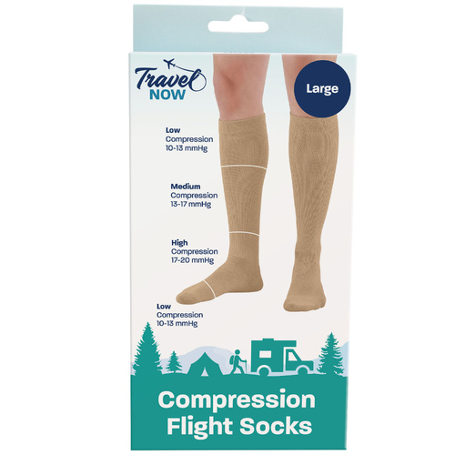 Travel Now Compression Flight Socks Nude Large 17Ð20 mmHg Travel Support