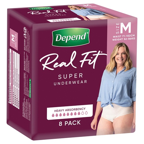Depend Real Fit Super Underwear Heavy Absorbency Medium 8 Pack x 4