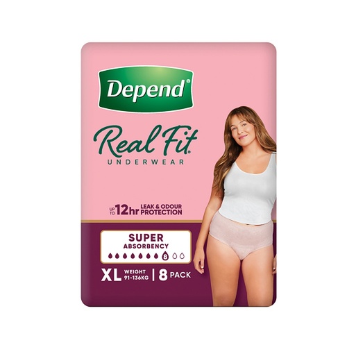 Depend Real Fit Underwear for Women Super Absorbency XL 8 Pack x 4