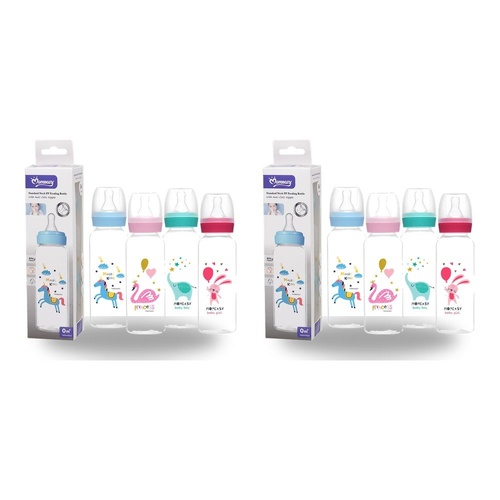 Momeasy Standard Neck Baby Feeding Bottle 240mL Anti-Colic 0m+ - Random Design and Colour Supplied Pack of 2