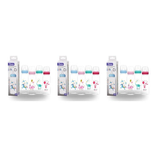Momeasy Standard Neck Baby Feeding Bottle 240mL Anti-Colic 0m+ - Random Design and Colour Supplied Pack of 3