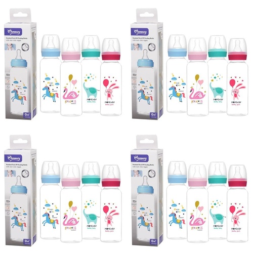 Momeasy Standard Neck Baby Feeding Bottle 240mL Anti-Colic 0m+ - Random Design and Colour Supplied Pack of 4