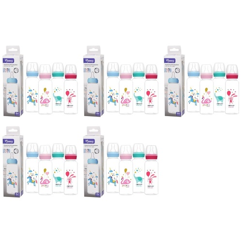 Momeasy Standard Neck Baby Feeding Bottle 240mL Anti-Colic 0m+ - Random Design and Colour Supplied Pack of 5