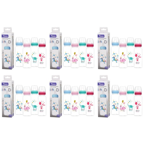 Momeasy Standard Neck Baby Feeding Bottle 240mL Anti-Colic 0m+ - Random Design and Colour Supplied Pack of 6