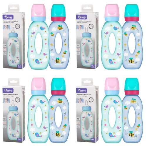 Momeasy Standard Neck Baby Feeding Bottle 270mL Easy Grip 0m+ - Random Design and Colour Supplied Pack of 4