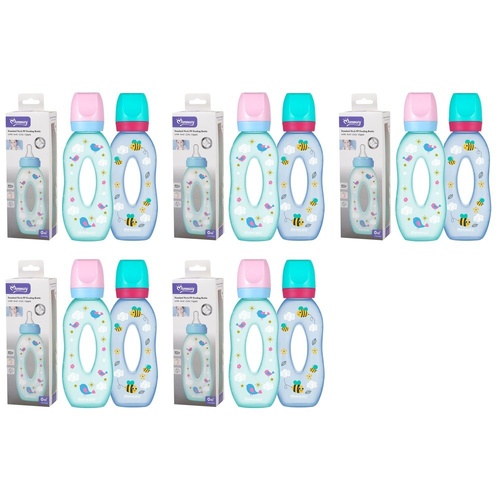 Momeasy Standard Neck Baby Feeding Bottle 270mL Easy Grip 0m+ - Random Design and Colour Supplied Pack of 5