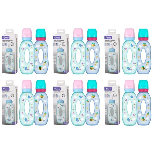 Momeasy Standard Neck Baby Feeding Bottle 270mL Easy Grip 0m+ - Random Design and Colour Supplied Pack of 6