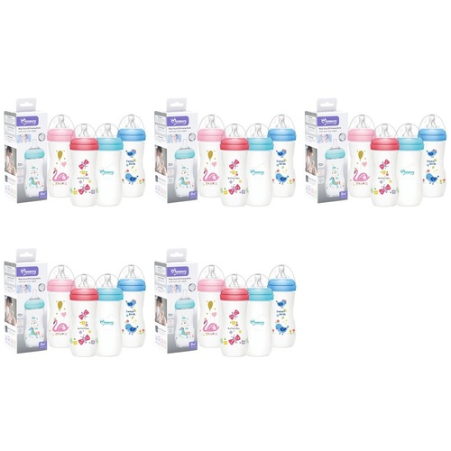 Momeasy Wide Neck Baby Feeding Bottle 330mL Anti-Colic 0m+ - Random Design and Colour Supplied Pack of 5