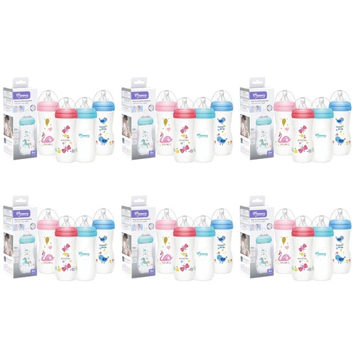 Momeasy Wide Neck Baby Feeding Bottle 330mL Anti-Colic 0m+ - Random Design and Colour Supplied Pack of 6
