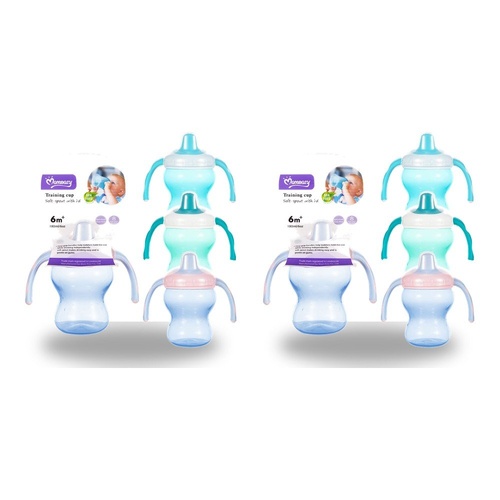 Momeasy Soft Spout Training Cup 180mL with Handles and Lid 6m+ - Random Colour Supplied Pack of 2