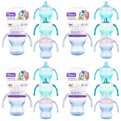 Momeasy Soft Spout Training Cup 180mL with Handles and Lid 6m+ - Random Colour Supplied Pack of 4