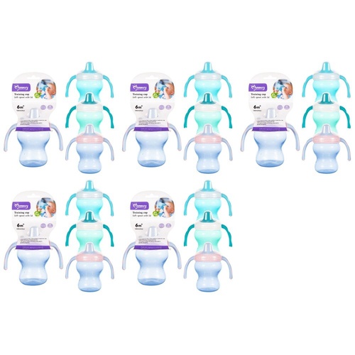Momeasy Soft Spout Training Cup 180mL with Handles and Lid 6m+ - Random Colour Supplied Pack of 5