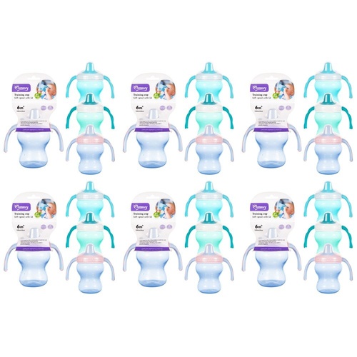 Momeasy Soft Spout Training Cup 180mL with Handles and Lid 6m+ - Random Colour Supplied Pack of 6