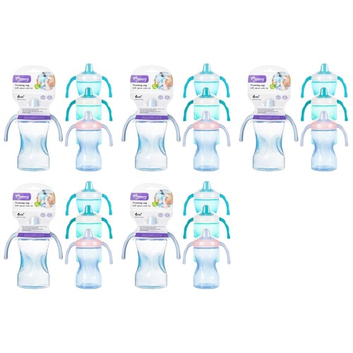 Momeasy Soft Spout Training Cup 300mL with Handles and Lid 6m+ - Random Colour Supplied Pack of 5