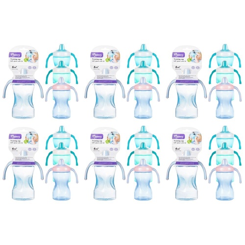 Momeasy Soft Spout Training Cup 300mL with Handles and Lid 6m+ - Random Colour Supplied Pack of 6