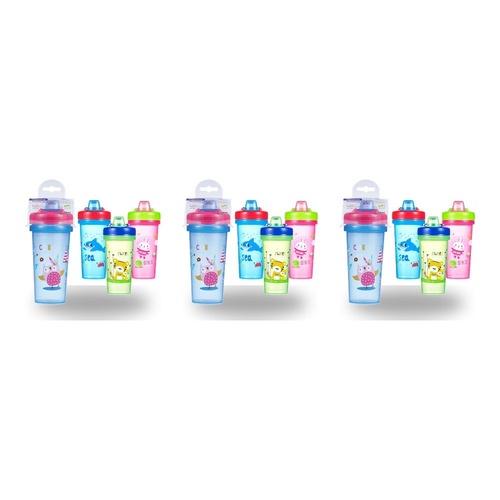 Momeasy Toddler Training Cup 300mL Non-Spill Spout - Random Design and Colour Supplied Pack of 3